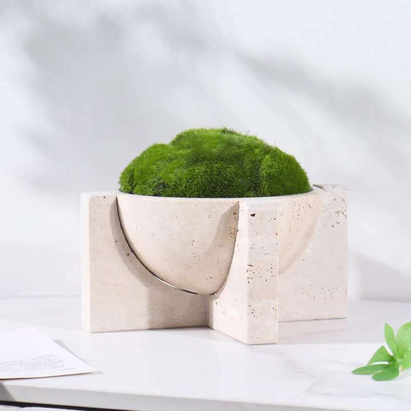 Natural Marble Stone Flower Po - Aloe Vera Pot 评论和价格