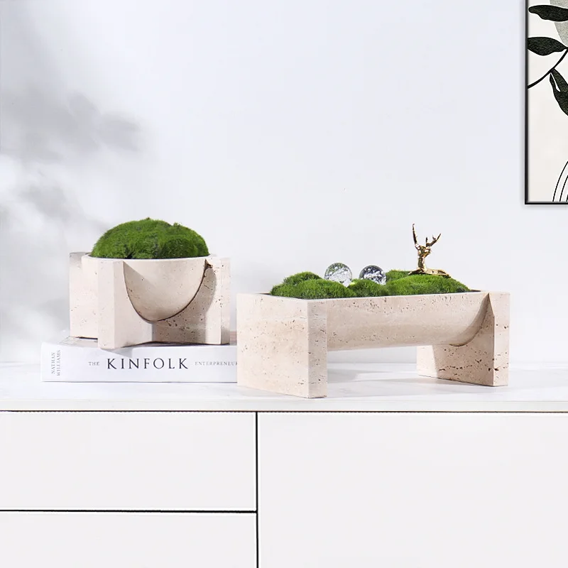 Natural Marble Stone Flower Po - Aloe Vera Pot 评论和价格