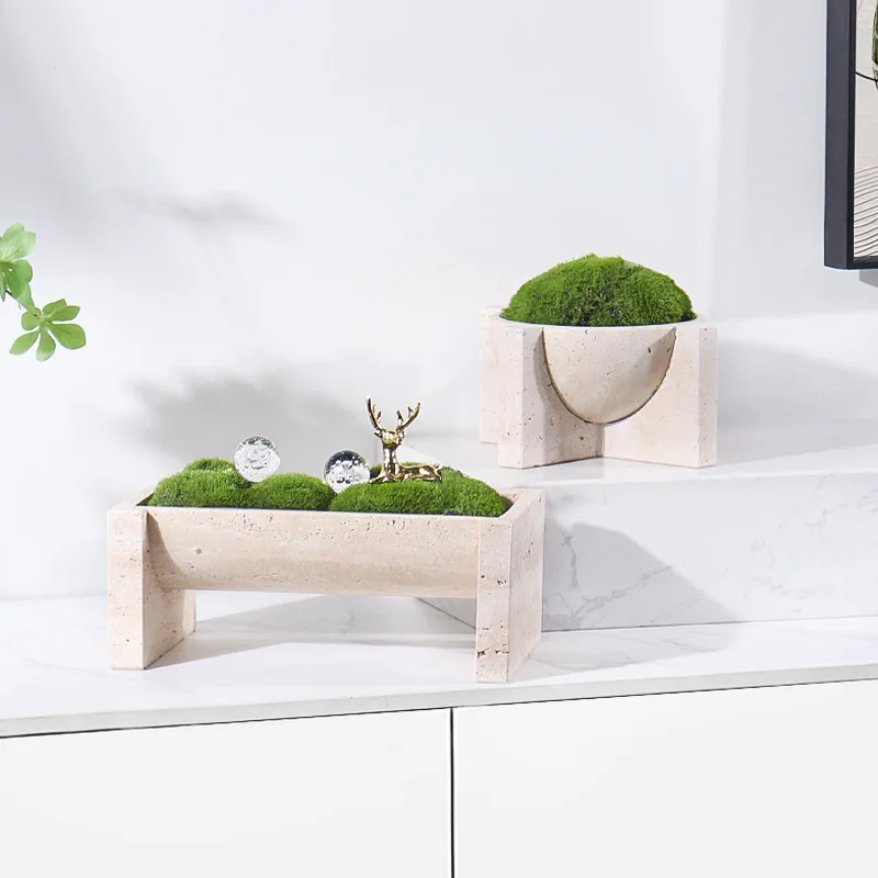 Natural Marble Stone Flower Po - Aloe Vera Pot 评论和价格