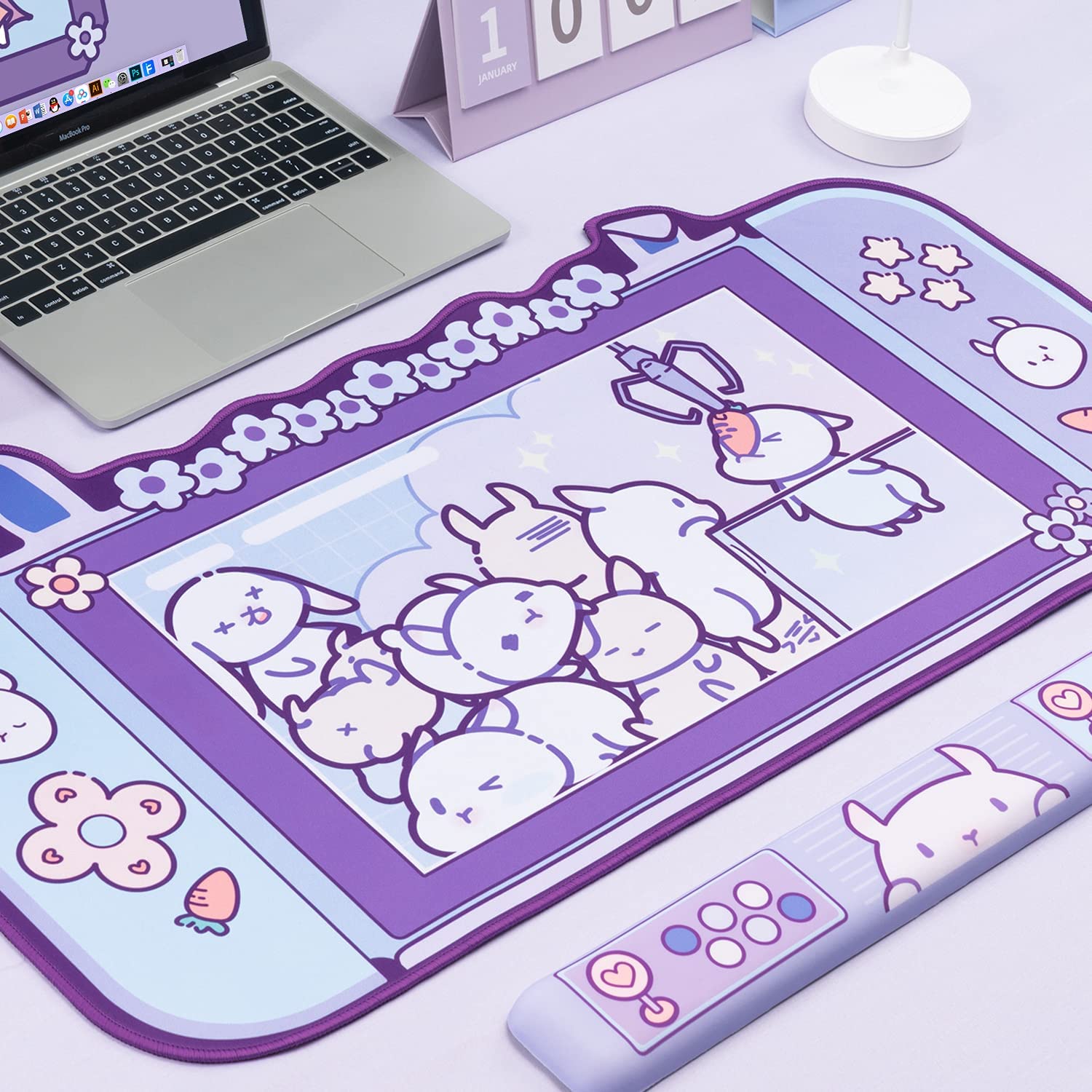 Large Kawaii Gaming Mouse Pad  - Tradescantia Purple 评论和价格